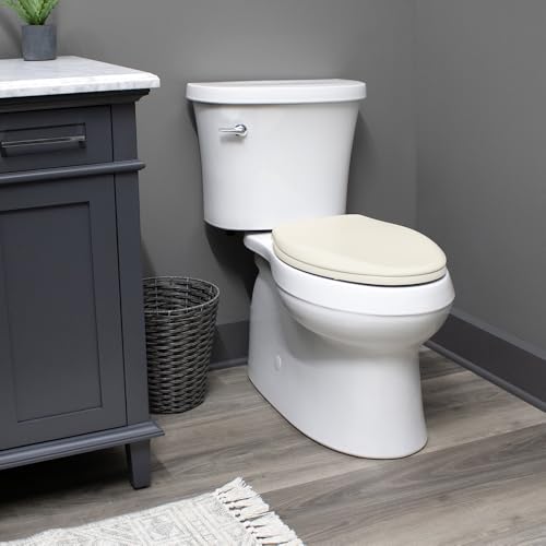 Mayfair Cameron Biscuit Toilet Seat, Non Slip Heavy Duty Wood, Easy Clean, Made in USA, Elongated - color: Biscuit, size: Elongated