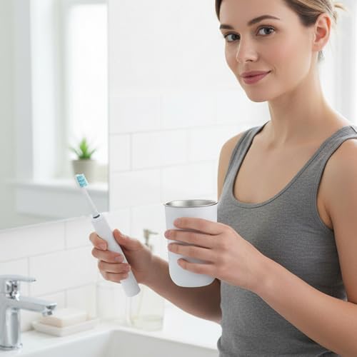 Stainless Steel Mouthwash Cups, 12oz/350ml White Metal Drinking Cup Toothbrush Cup Reusable Drinkware Home & Outdoor Activities Tumbler Cups for Coffee Bathroom office and Travel