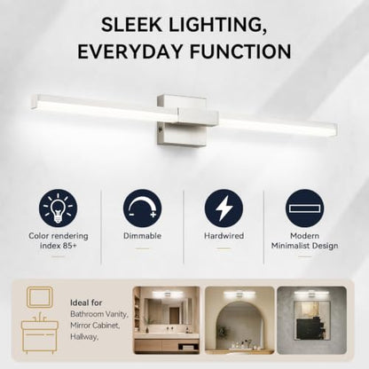SOLFART Vanity Lighting Fixtures Dimmable: Brushed Nickel 32-Inch Detachable 4-Way Light Direction Bathroom Light Fixtures Over Mirror ETL IP44 - color: Brushed Nickel-6000K, 5-Step Brightness Control, size: 32 inch