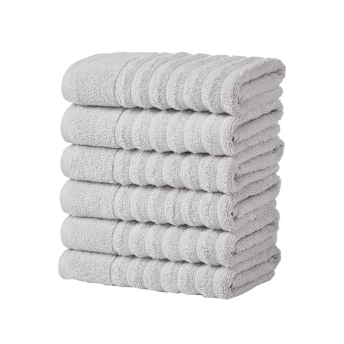 Great Bay Home 6 Pack Hand Towel Set - 100% Cotton Towels - Absorbent & Quick-Dry Towels for Bathroom (Light Grey) - color: Light Grey, size: Hand Towel (Pack of 6)