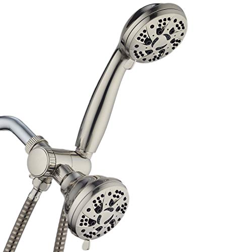 AquaDance Brushed Nickel High Pressure 3-way 48-setting Rain – Handheld Shower Head Combo – Angle Adjustable, Anti-Clog Jets, Tool-Free Installation - USA Standard Certified – Top U.S. Brand | Enjoy Two 6-Setting Rain & Hand Showerheads Separately or Toge