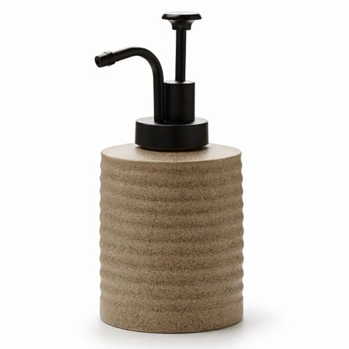 Ceramic Soap Dispenser, Matte Stoneware, Fixed Spout Pump, Modern Minimal Style, for Bathroom and Kitchen Countertop