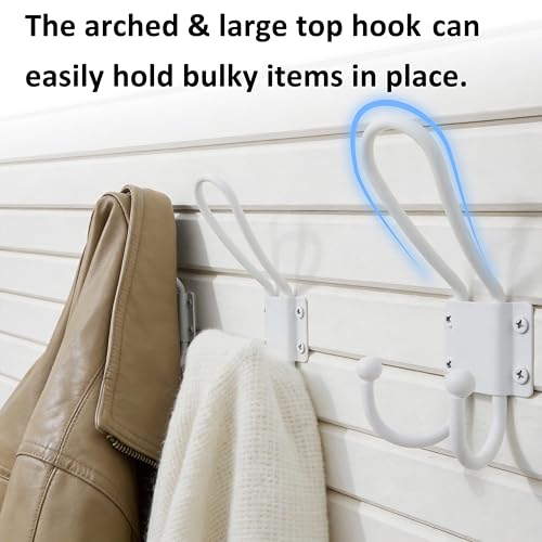 WEBI Coat Hooks Wall Mount,5 mm Thick,10 Large Triple Hooks,Heavy Duty Metal Backpack Wall Hooks for Hanging Clothes,Robe,Towel,Closet,Farmhouse,Mudroom,White - color: White