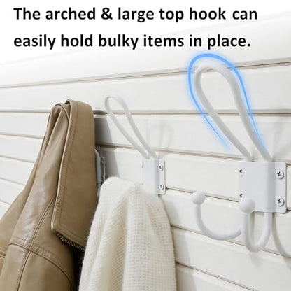WEBI Coat Hooks Wall Mount,5 mm Thick,10 Large Triple Hooks,Heavy Duty Metal Backpack Wall Hooks for Hanging Clothes,Robe,Towel,Closet,Farmhouse,Mudroom,White - color: White