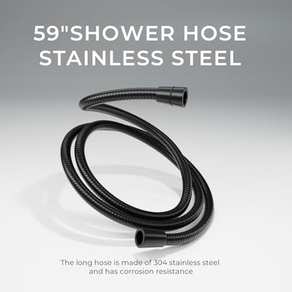 Black Rain Shower Head with Handheld Shower Head, 5 Spray Modes | High-Pressure Dual Shower Combo, Multi-Spray Handheld, 11-Inch Metal Extension Arm, Detachable Design for Easy, Flexible Use - color: Matte Black