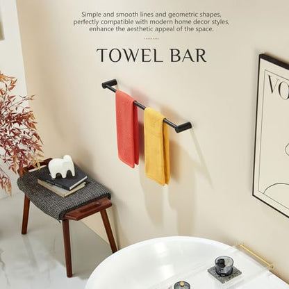 KOKOSIRI Towel Rack Black Bathroom Wall Mounted Towel Holder 20-Inch Bath Towel Bar Hanger Bathroom Hardware Accessories Stainless Steel, B4007BK-L20 - color: Matte Black, size: 20-Inch