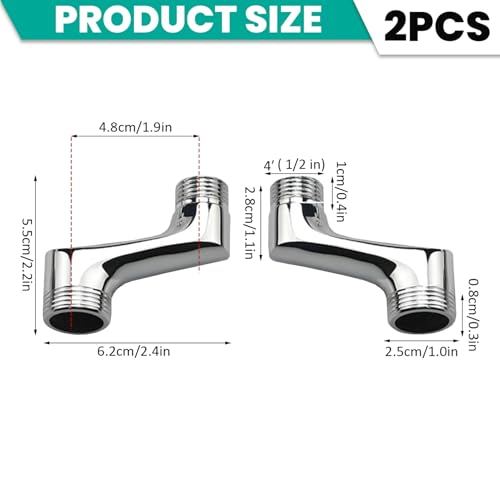 2Pcs Shower Head Adapter Brass Shower Head Extender Adjustable Swivel Arm 1/2 3/4 Offset Connection Excentric Toilet Connection