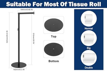 NearMoon Bath Toilet Paper Holder Stand- Modern Tissue Roll Holder Standing with Balanced Base, Rustproof Toilet Roll Holder for Bathroom/Kitchen Countertop (Matte Black, Metal Base) - color: Matte Black