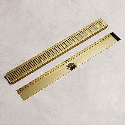 VIGO Elan 24 in. Linear Shower Drain in Matte Brushed Gold - VG07002MG - color: Matte Brushed Gold, size: 24 in.