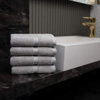 Luxury & Soft Wash Cloths Set of 4 (12" x 12") Hotel Quality, Versatile as, Face Drying Towels, Soft Washcloths, Hair Towels, Hand Towels, Makeup Towels -%100 Cotton - Silver Gray - color: Silver Gray