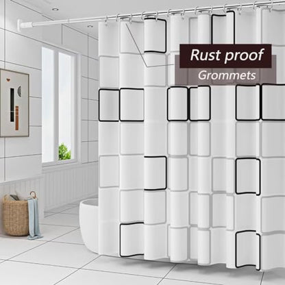 TIKABC Shower Curtain Liner, 4G PEVA Square Shower Liner, Plastic Waterproof Shower Curtains, 72x72 inch with Grommet Holes 3 Magnetic Weights - color: White-square