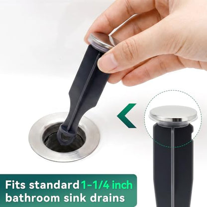 2Pcs Sink Drain Parts, Lavatory Pop Up Center Assembly with Plug, Bathroom Sink Pivot Ball Rod Replacement with 18MM Ball, Pop up Stopper 4‑7/8" Tall, 1‑1/4" Cap Dia - size: 18mm ball+ plug