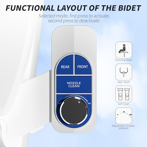 SAMODRA Non-Electric Bidet Attachment for Toilet – Self-Cleaning Dual Nozzle (Frontal & Rear Wash), Adjustable Water Pressure, Fits Most Toilets, Easy Installation (Ocean Blue) - color: Ocean Blue
