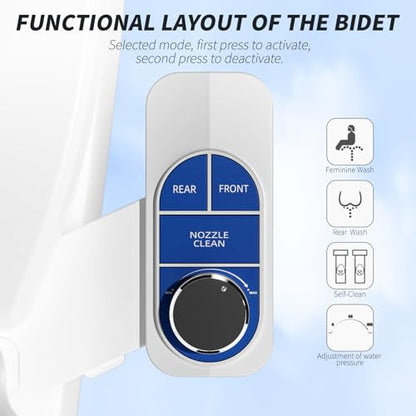 SAMODRA Non-Electric Bidet Attachment for Toilet – Self-Cleaning Dual Nozzle (Frontal & Rear Wash), Adjustable Water Pressure, Fits Most Toilets, Easy Installation (Ocean Blue) - color: Ocean Blue