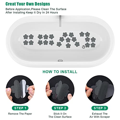 Non Slip Bathtub Stickers 28 PCS Adhesive Anti Slip Shower Stickers for Bath Tub Bathroom Stairs Flower-Stickers, Grey - color: Grey