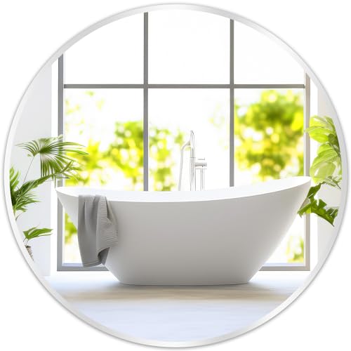 Fabuday Silver Round Mirror for Wall 26 inch - Circle Mirror for Bathroom, Entryway, Living Room, Hallway, Vanity Decor, Big Metal Frame Mirrors - color: Silver, size: 26"L x 26"W