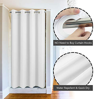 River Dream No Hook 60" Width Shower Curtain Microfiber - Soft Fabric Shower Stall Curtain Hotel Grade, Waterproof & Machine Washable, White, 60x74 - color: White, size: 60"W x 74"L (Pack of 1)