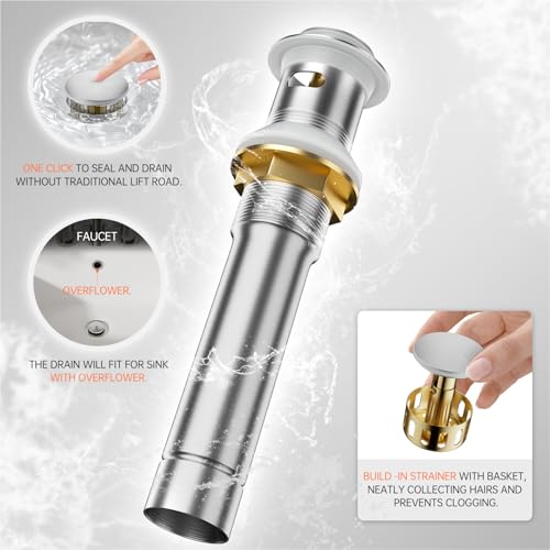 Centerset 4 Inch Brushed Nickel 2 or 3 Holes Stainless Steel Bathroom Sink Faucet 2 Pack, 2 Handle Bathroom Faucet with Copper Pop Up Drain and Water Supply Lines, BF008-5-BN-2PACK - color: Brushed Nickel, style: 2 Pack