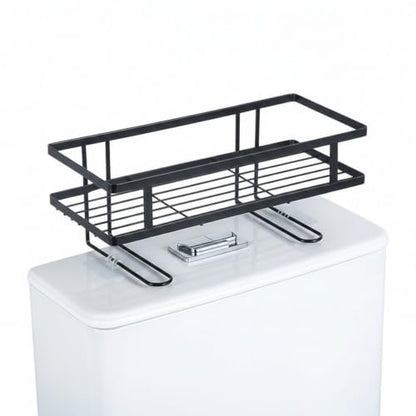 Over Toilet Storage Rack, Iron Bathroom Shelf with Baked Enamel Finish, Wall Mounted Vertical Organizer for Small Bathrooms, 13-Inch Width (1 PC) - color: Black