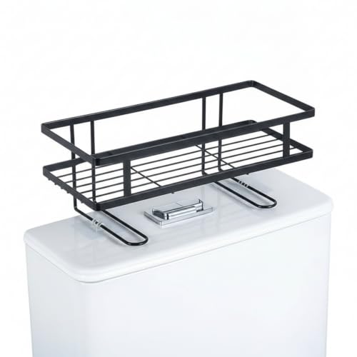 Over Toilet Storage Rack, Iron Bathroom Shelf with Baked Enamel Finish, Wall Mounted Vertical Organizer for Small Bathrooms, 13-Inch Width (1 PC) - color: Black