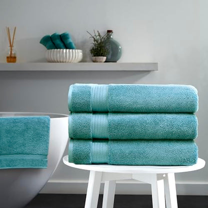 Ozdilek 6-Piece Bath Towel Set, 2 Bath, 2 Hand, 2 Wash, 100% Cotton Turkish Towels, 2 Bath Towels (30x60/550 GSM), 2 Hand Towels (16x30/575 GSM), 2 Washcloths (13x13/600 GSM) (Milky Blue) - color: Milky Blue