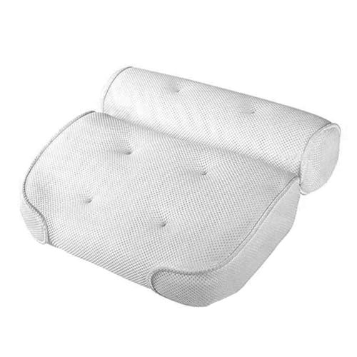 PRETYZOOM Non-Slip Bath Pillow with 6 Suction Cups, Air Mesh Tub Head and Neck Support for Adults, Spa Bathroom Cushion for Soaking and Relaxation