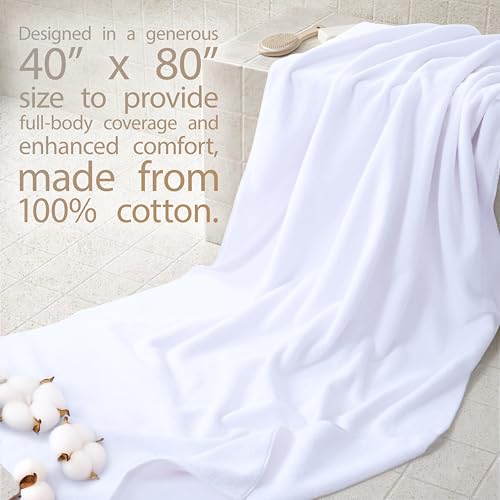 Cotton Paradise 100% Cotton Turkish Towel, Soft Absorbent Quick Dry, 40x80 Oversized Bath Sheet Towel, Snow White - color: Snow White, size: 40"x80"