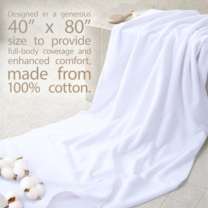 Cotton Paradise 100% Cotton Turkish Towel, Soft Absorbent Quick Dry, 40x80 Oversized Bath Sheet Towel, Snow White - color: Snow White, size: 40"x80"