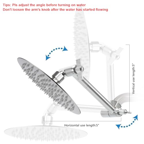 NearMoon Adjustable Shower Arm Universal Connection, Extension Arm, Adjust Angle to Upgrade Shower Experience, Easy to Install, Anti-leak (5 Inch, Brushed Nickel) - color: Brushed Nickel, style: 5 Inch Adjustale