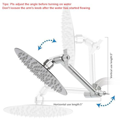 NearMoon Adjustable Shower Arm Universal Connection, Extension Arm, Adjust Angle to Upgrade Shower Experience, Easy to Install, Anti-leak (5 Inch, Brushed Nickel) - color: Brushed Nickel, style: 5 Inch Adjustale