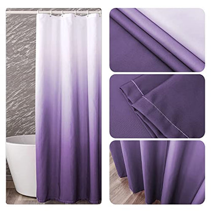 YI & ZE Ombre Dark Purple Shower Curtain Sets for Bathroom Accessories Fabric Polyester Waterproof Modern Shower Curtain Liner with 12 Hooks Purple W36xL72 | Polyester Waterproof Shower Liner, Modern Bathroom Decor, Complete Set with 6 Mounting Hooks - co
