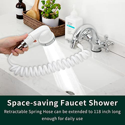 ZCONIEY Sink Faucet Sprayer Attachment, Shower Head Attaches To Tub Faucet, Dog Bathing Hose Shower Set for Laundry Bathroom Kitchen - color: b-white