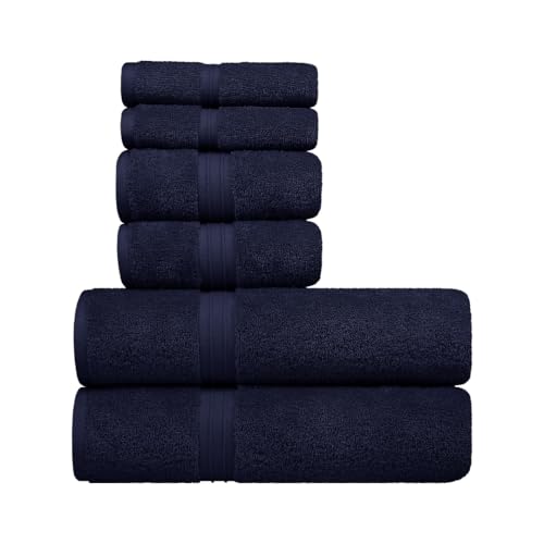 6 Piece Home Towel Set - Soft & Absorbent - Hotel and Spa Quality, 100% Cotton Include 2 Bath Towel (28" x 56"), 2 Hand Towel (16"x28") and 2 Wash Cloths (12"x12") - Royal Blue - color: Royal Blue, size: 6-Piece Bath Towel Sets