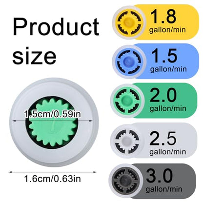 20pcs Multi Color Shower Head Flow Restrictors, Plastic GPM 1.5/1.8/2.0/2.5/3.0 Water Saver Faucet Adapters Shower Head Flow Limiter Water Pressure Reducer for Bathroom Toilet
