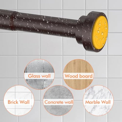 Shower Curtain Rod 31-80 in Adjustable Curtain Rod No Drilling Tension Shower Rod Stainless Steel for Bathroom Room Divider,Brown - color: Brown, size: 31"-80"