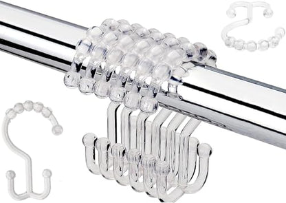 Resze 12 PCS Clear Double Shower Curtain Hooks,Plastic Shower Curtain Rings | Shower Hooks, Multi-functional Rings for Bathroom Shower Curtain,shower curtain liner and Kitchen supplies, etc. - color: Clear