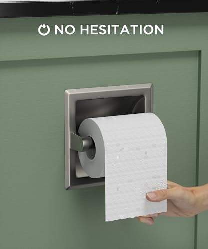 FORIOUS Recessed Toilet Paper Holder for Mega Rolls, Brushed Nickel | Stainless Steel Tissue Roll Holder Wall Mount for Bathroom Space-Saving Design, in Wall Toilet Paper Dispenser Insert - color: Stainless Steel