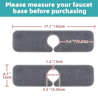PoYang 4 Pack Faucet Mat for Kitchen Sink Splash Guard, Short 17.7x4.7 Inch | Super Absorbent Microfiber Faucet Mat, Catch Splashes and Drips, Machine Washable Sink Protectors for Kitchen, Bathroom & RV - size: 17.7" x 4.7"