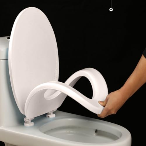 Toilet Seat Round, Toilet Seat with Quick-Release And Quick-Attach, Plastic Toilet Seat with Soft Close, Never Loosen, Easy Install and Clean, Fits Most Toilets - color: White