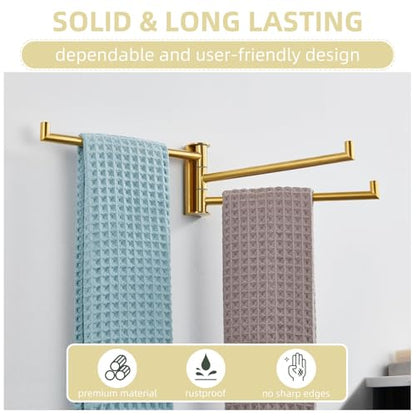Angle Simple Hand Towel Holder for Bathroom, Swivel Bars, Brushed Dark Gold | Kitchen Towel Rack 9.84", SUS304 Stainless Steel, Foldable 3 Arms Hanger Space Saving - color: Brushed Dark Gold