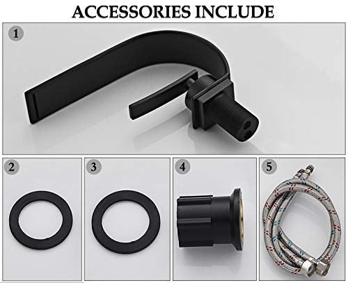 Becola Matte Black Modern Single Hole Bathroom Faucet, Low Arc Brass Ceramic Valve Vanity Sink Faucet, Single Handle 1 Hole / 3 Holes Hot and Cold Water Mixer Tap - color: Matte Black