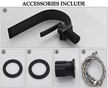 Becola Matte Black Modern Single Hole Bathroom Faucet, Low Arc Brass Ceramic Valve Vanity Sink Faucet, Single Handle 1 Hole / 3 Holes Hot and Cold Water Mixer Tap - color: Matte Black