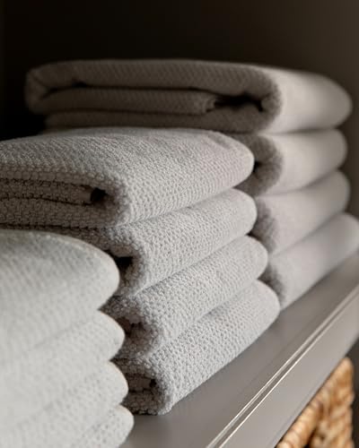 Cozy Earth Nantucket 60% Cotton 40% Viscose from Bamboo Bath Sheet | 600 GSM Plush and Fast-Drying with Rice Weave Pattern, 2 Pack 40" x 65" Luxury Bath Sheet, Light Grey - color: Heathered Light Grey, size: Bath Sheet