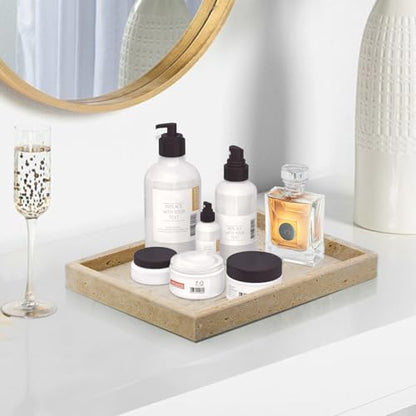 Travertine Tray,Bathroom Vanity Tray | Non-Ceramic/Non-Resin,marble perfume decorative tray 12 x 8 inch (Travertine) - color: Travertine