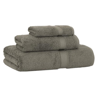 Supreme Terry 3-Piece 100% Turkish Cotton Towel Set, Hotel Quality Soft & Absorbent, 1 Luxury Bath Towel 1 Hand Towel 1 Washcloth-Dark Grey - color: Dark Grey, size: 3 Pcs Set