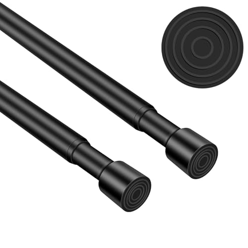 Shower Curtain Rod, No Drill Spring Tension Curtain Rods for Windows, Bathroom, Closet, Non-Slip, Anti-Rust, 0.63" Diameter,16WU15-54BLKx2 - color: black, size: 16"-54" 2pcs