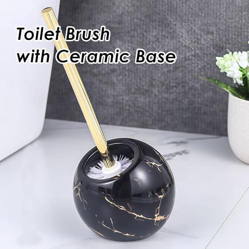 Toilet Brush and Holder Set - Toilet Bowl Brush and Holder with Sturdy Bristles Bathroom Accessories Toilet Cleaner Brush for Bathroom (Black) - color: Black