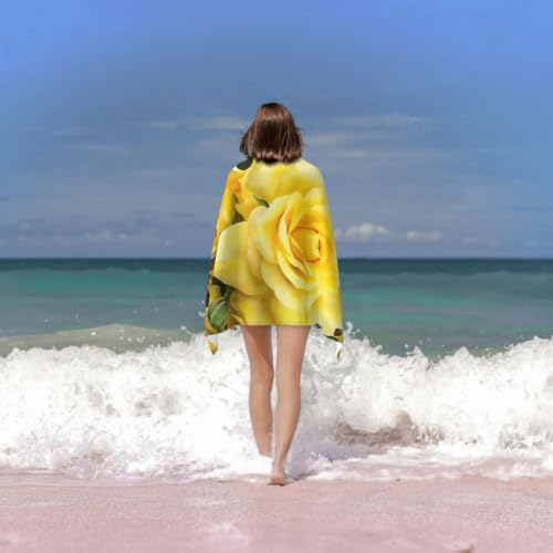 Yellow Rose Bath Towel Super Absorbent Beach Towels Microfiber Bathroom Towel 32 x 52 Inch - color: Yellow Rose