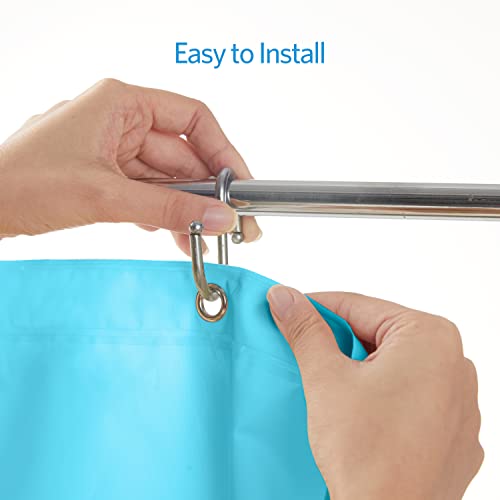 EHZNZIE Aqua Shower Curtain Liner 72x72, PEVA Waterproof Bath Curtain, No Chemical Smell, 3 Weighted Magnets, Durable with Rustproof Metal Grommets - color: Aqua, size: 72"W x 72"L (Pack of 1)