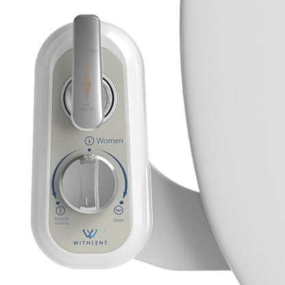 Left Handed Bidet Attachment for Toilet - Left Handed Bidet Non-Electric,Self-Cleaning,Adjustable Water Pressure,Retractable Dual Nozzles for Frontal & Rear Wash,Lever Control